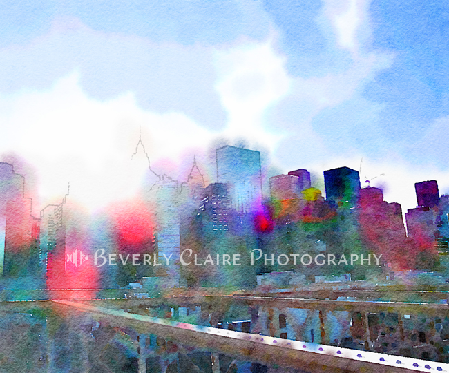 New York City Skyline Digital Watercolor