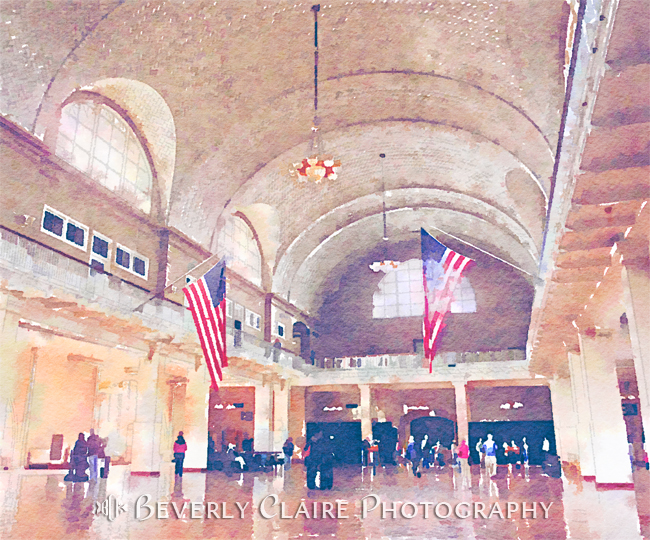 New York City Ellis Island Immigration Museum Digital Watercolor